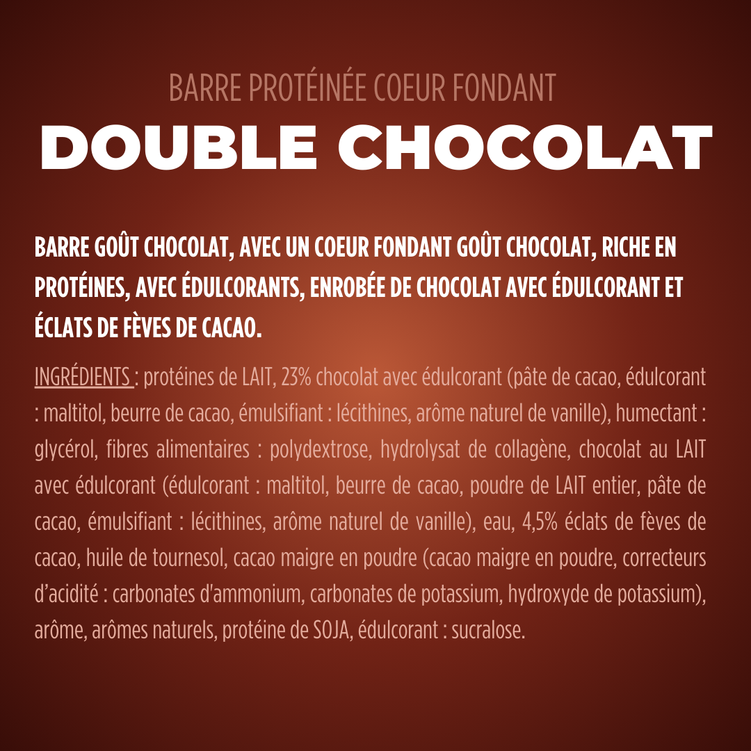 Barre protéinée Coeur Fondant Double Chocolat (x12)