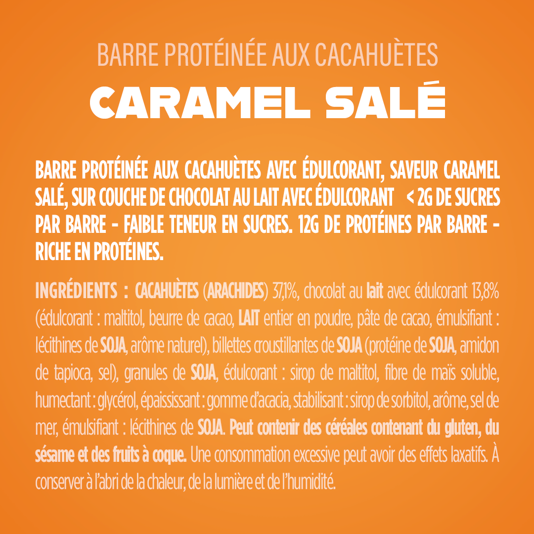 Barre protéinée Crunchy Nuts Cacahuète Caramel Salé (X12)