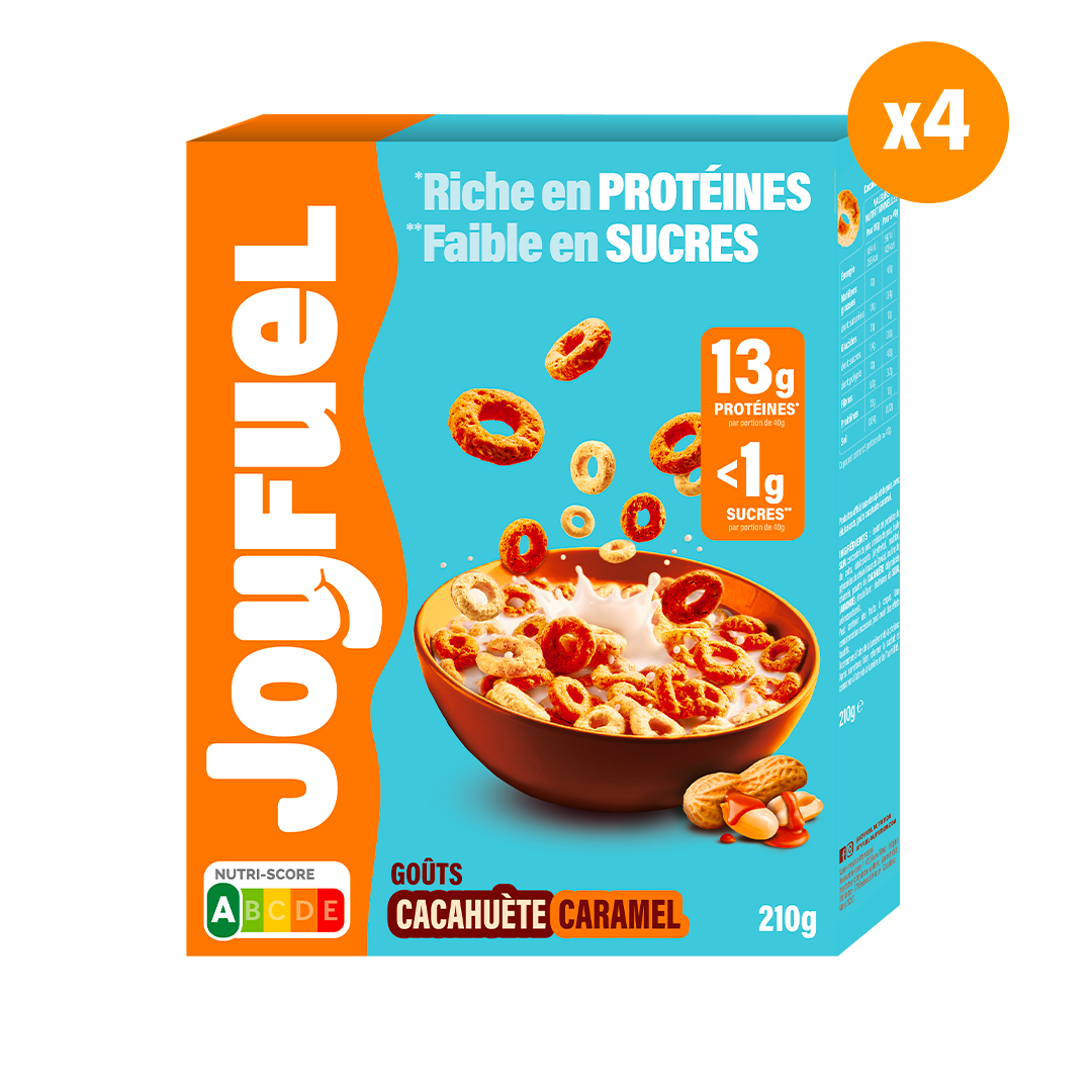 Joyfuel Petit-Déjeuner Protéiné Cacahuète Caramel 210g (x4 boîtes)