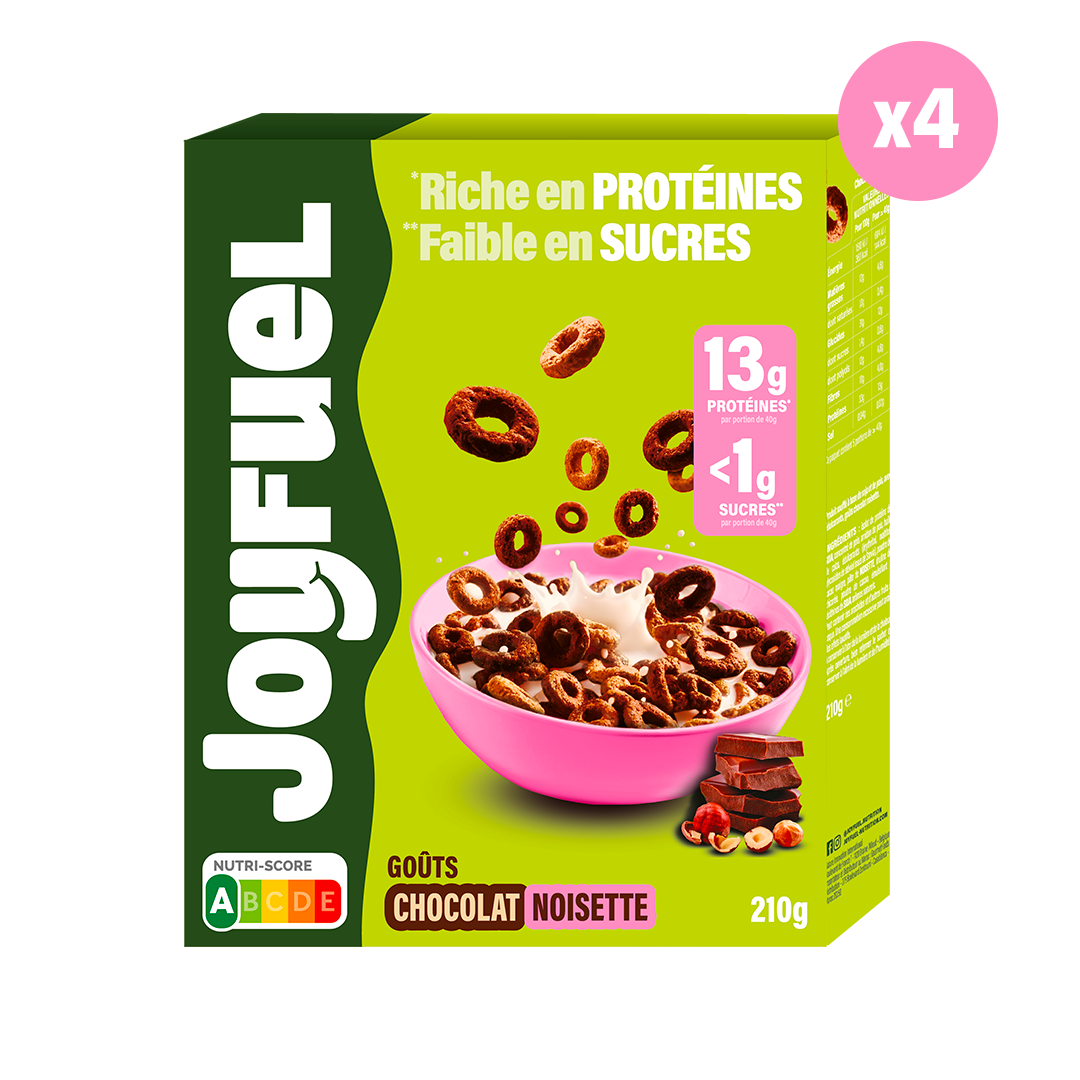 Joyfuel Petit-Déjeuner Protéiné Chocolat Noisette 210g (x4 boîtes)