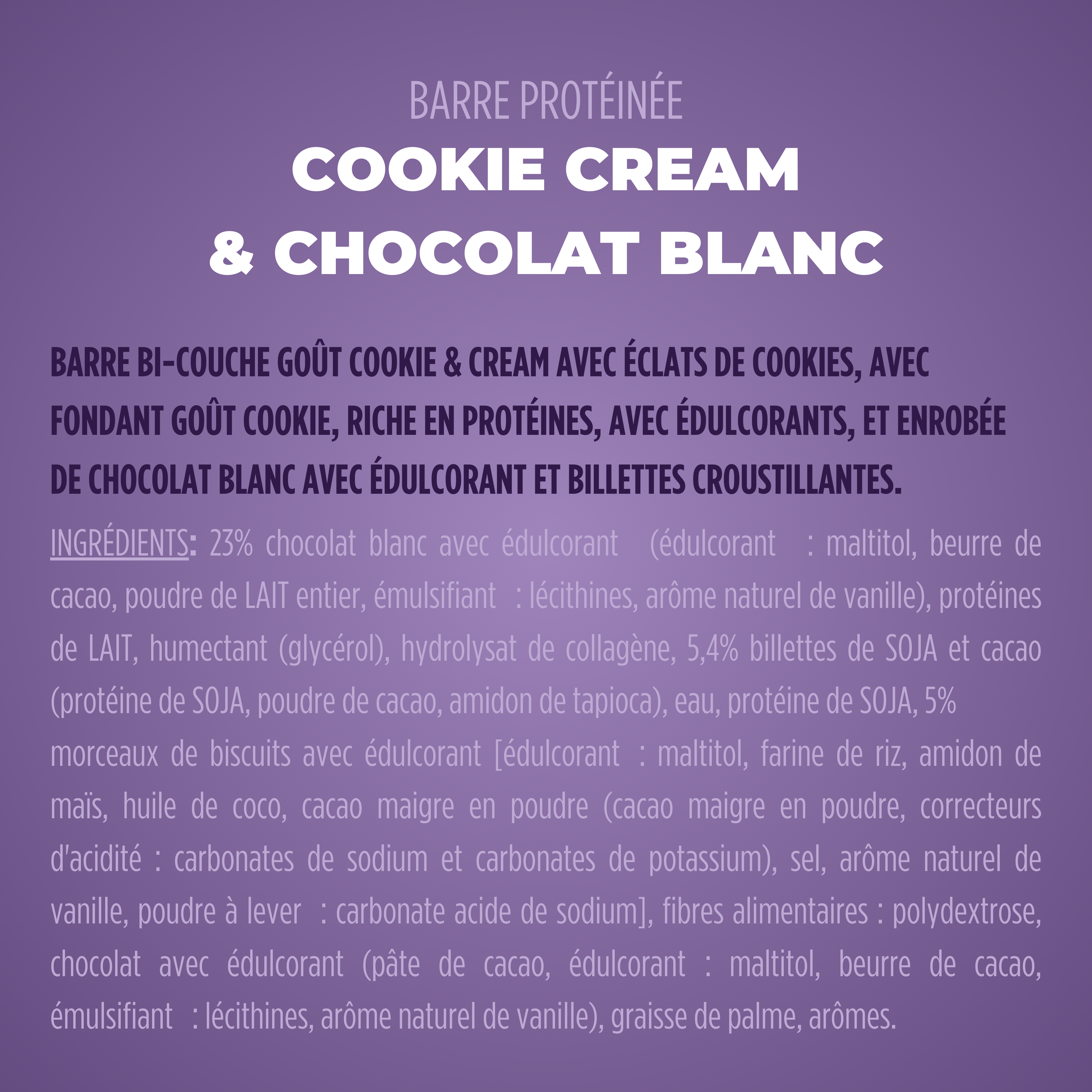 Barre protéinée Cookie & Cream (x12)