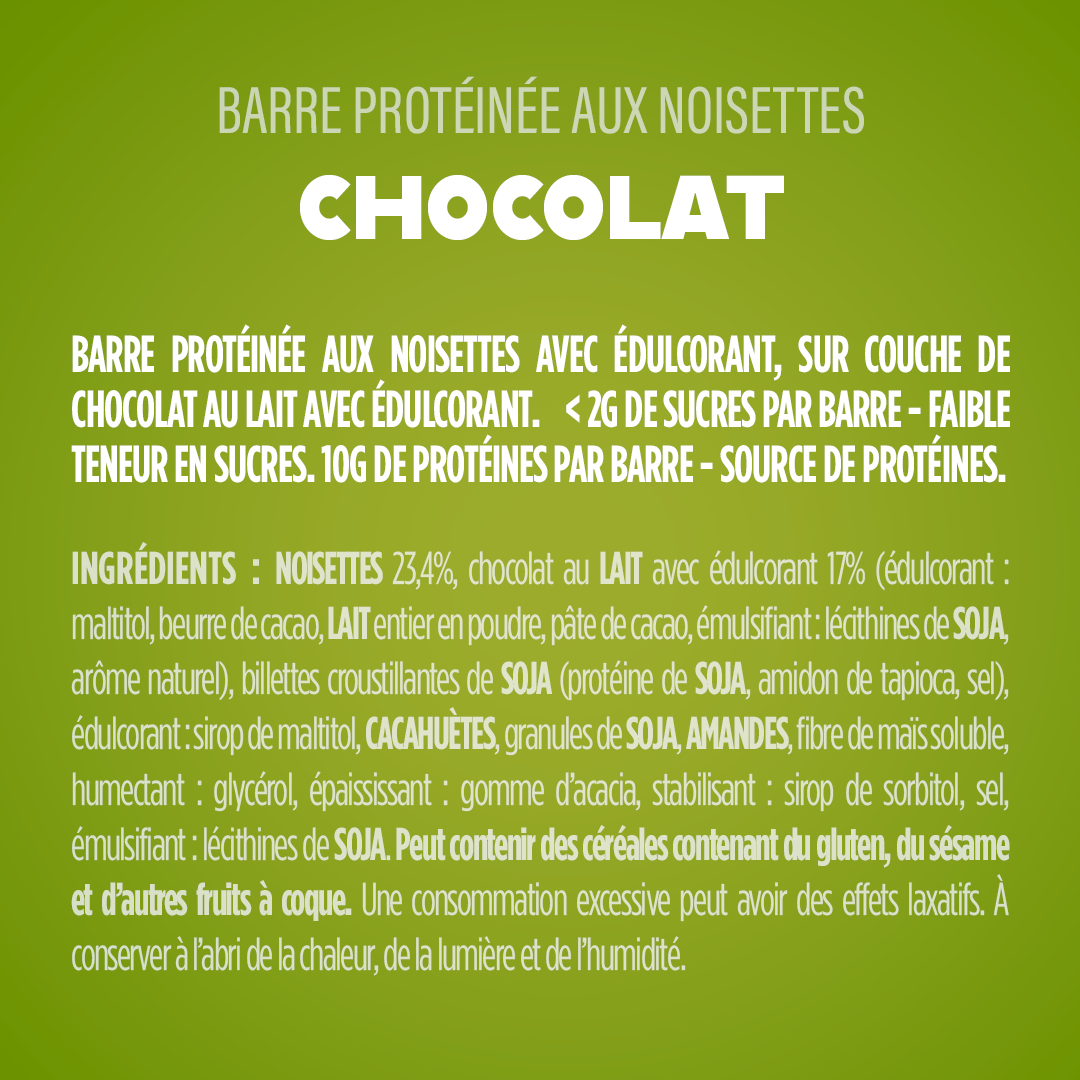 Barre protéinée Crunchy Nuts Noisette Chocolat (x12)